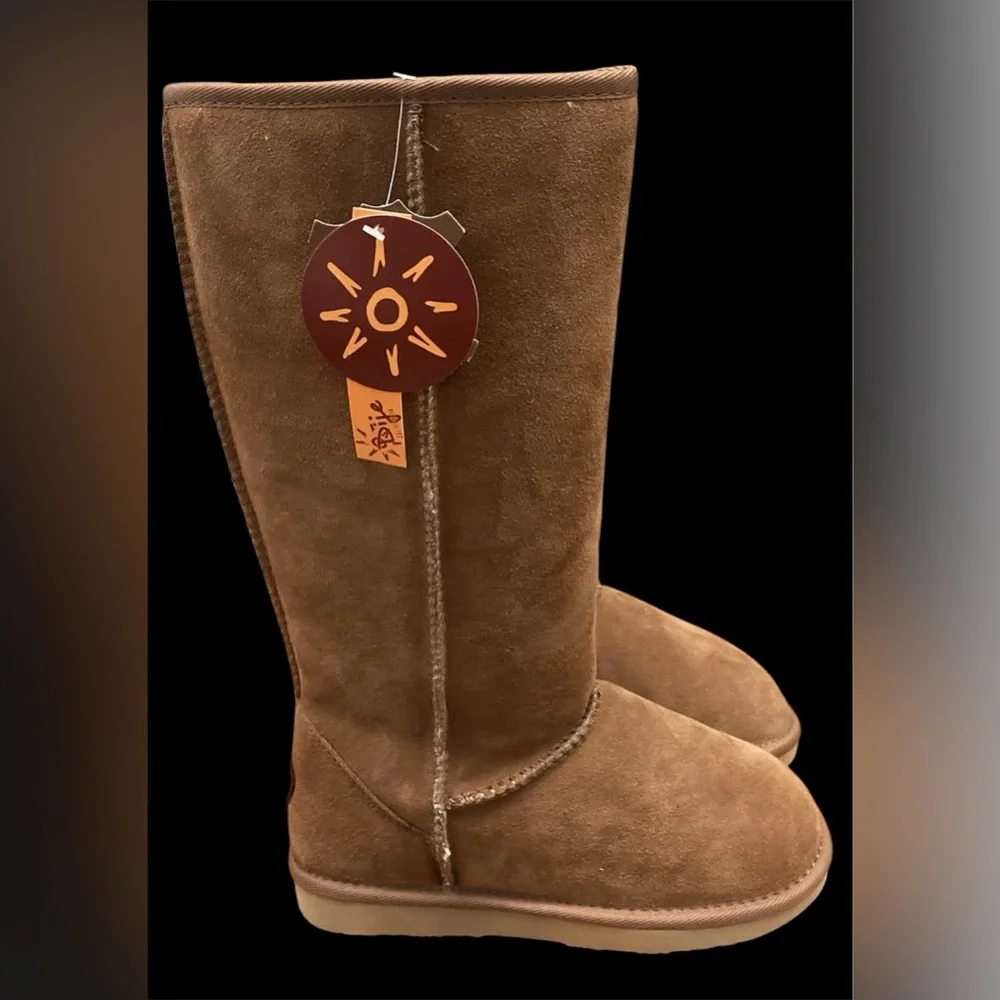 ☀️👢DIJE CALIFORNIA👢☀️Classic SHEEPSKIN BOOTS size 5M CHESTNUT✨NEWinBOX✨
